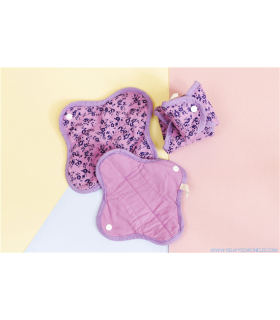 Anae - Washable sanitary pads - Day - 2 pcs. - Purple flower