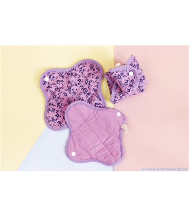Anae - Washable sanitary pads - Day - 2 pcs. - Purple flower