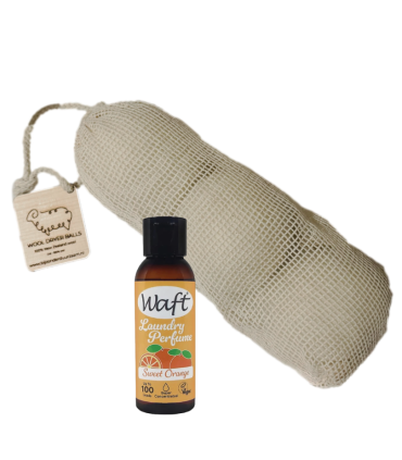 Waft Wasparfum 10 ml (sinaasappel) + was droogballen