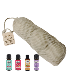 Waft Wasparfum 10 ml - 4 geuren set + wollen wasdroogballen